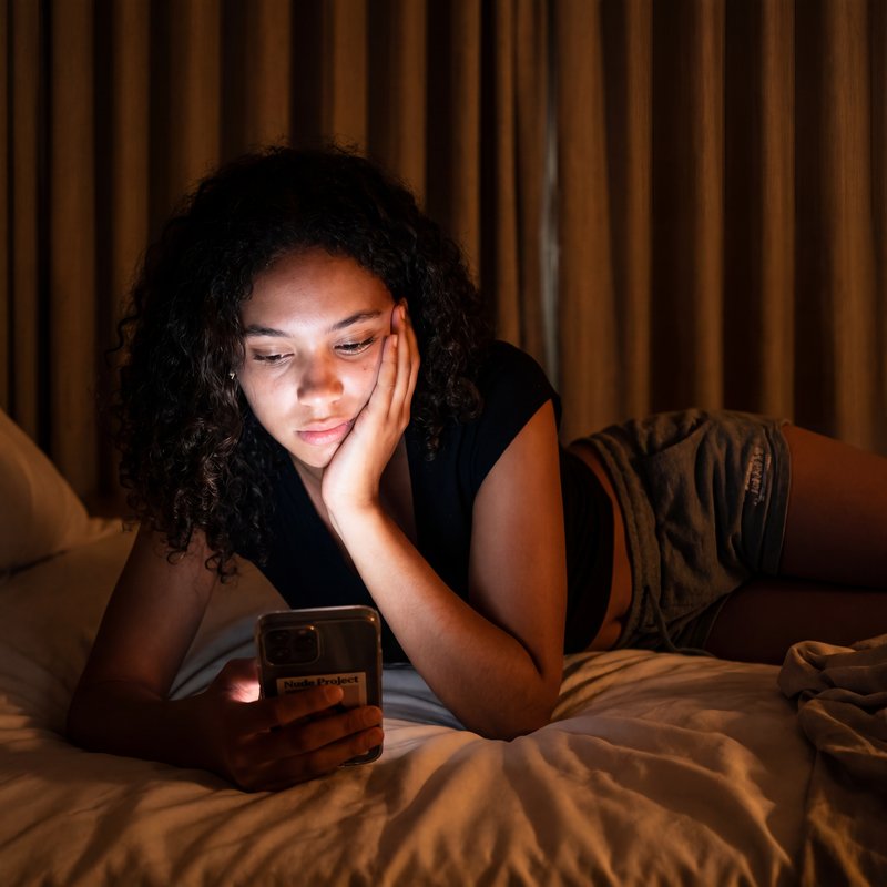 Scrolling phone wide awake